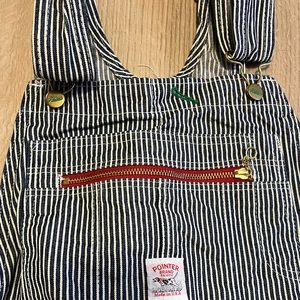 EUC Pointer Brand Stripe Conductor Bib overalls Vintage W32 L32